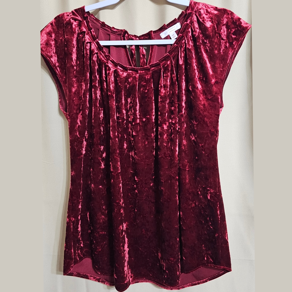 LC Lauren Conrad Velvet Blouse - Rich Burgundy Wine